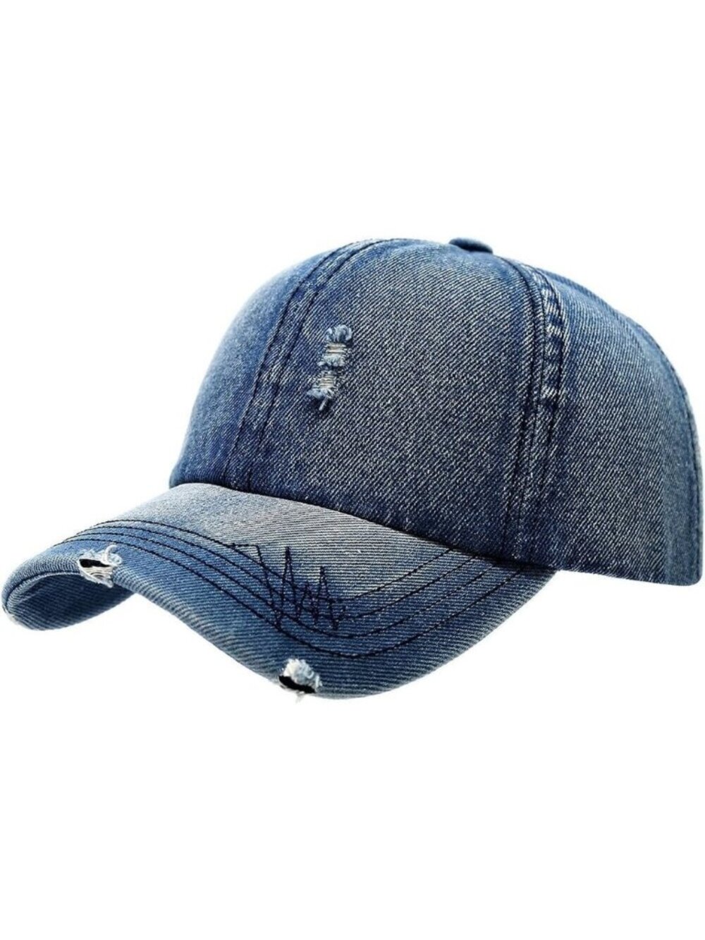 Women's Denim Blue Fashion Baseball Cap Adjustable Strap Back Visor Sports Hat